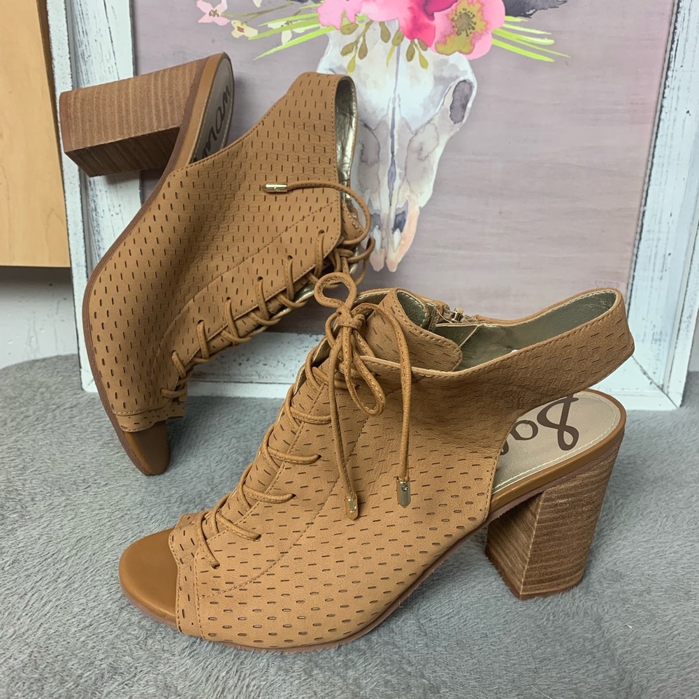 SAM EDELMAN ennette lace up block open toe booties